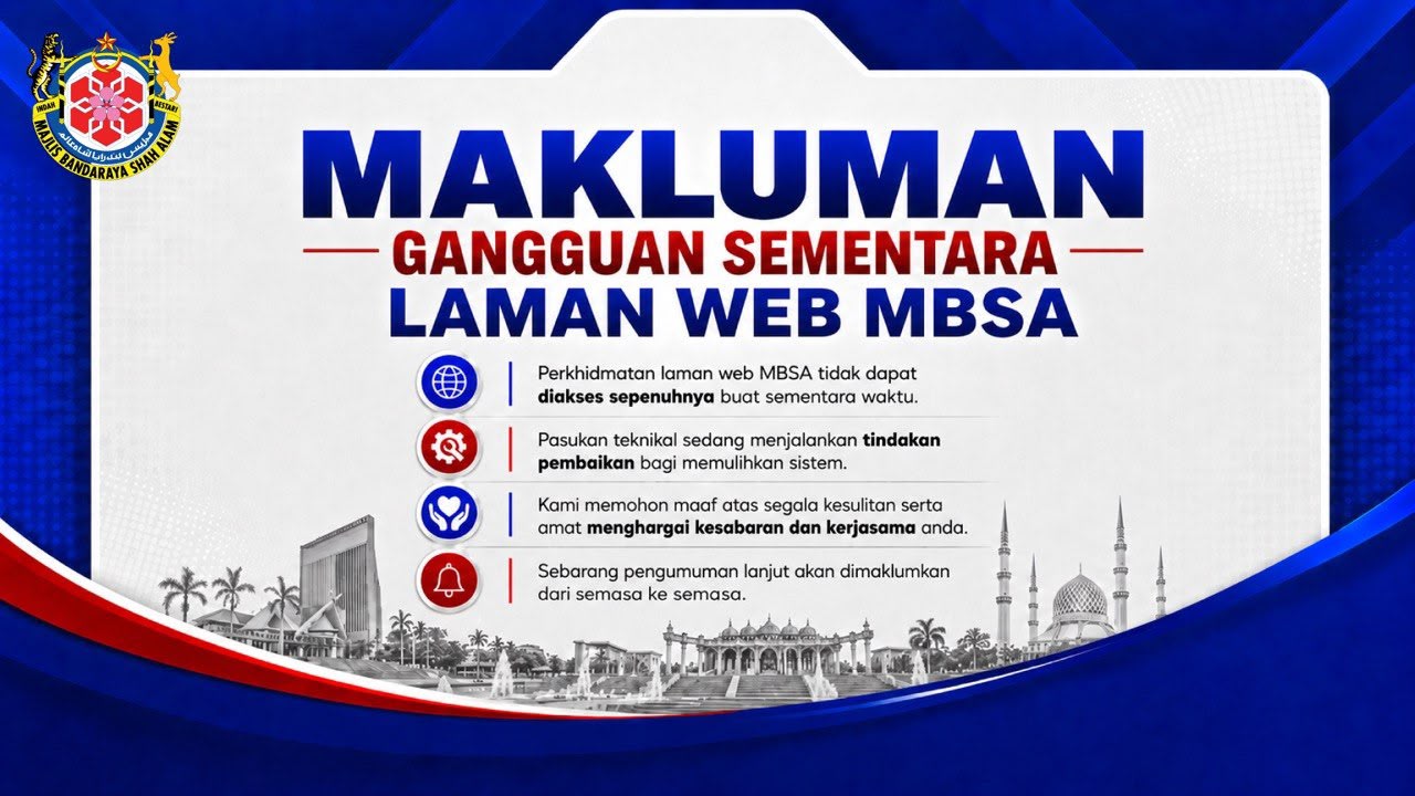 Makluman Gangguan Sementara Laman Web MBSA