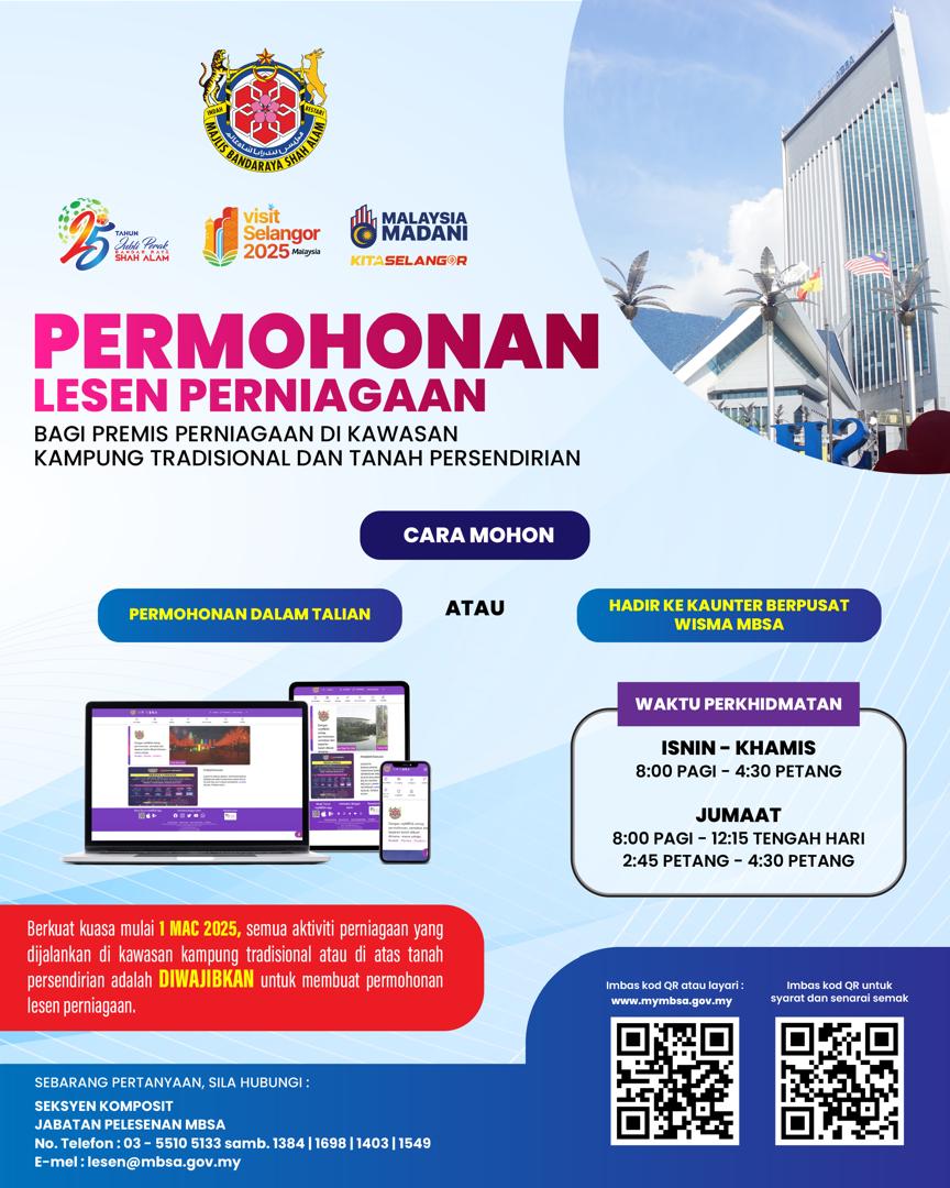 PERMOHONAN LESEN PREMIS DI KAWASAN KAMPUNG TRADISIONAL & TANAH PERSENDIRIAN